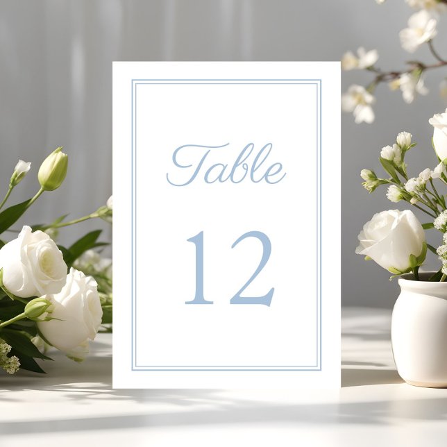 Moderne Elegante Powder Blue Wedding Tischnummer (Modern Elegant Powder Blue Wedding Table Number)