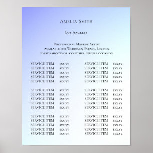 Moderne elegante Preisliste des Schönheitssalons Poster
