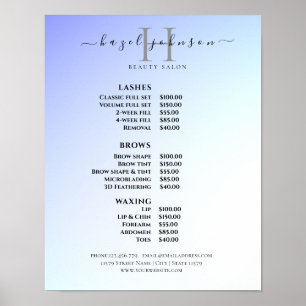 Moderne elegante Preisliste des Schönheitssalons Poster
