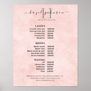 Moderne elegante Preisliste des Schönheitssalons Poster