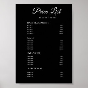 Moderne elegante Preisliste des Schönheitssalons Poster