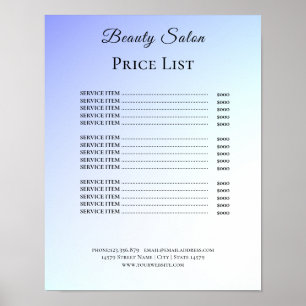 Moderne elegante Preisliste des Schönheitssalons Poster