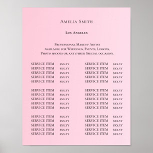 Moderne elegante Preisliste des Schönheitssalons Poster