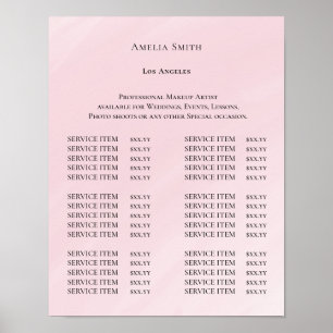 Moderne elegante Preisliste des Schönheitssalons Poster