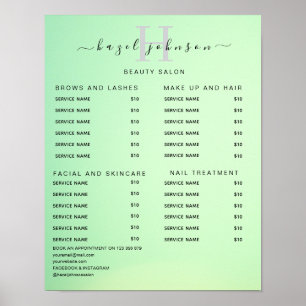 Moderne elegante Preisliste des Schönheitssalons Poster