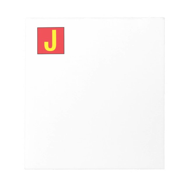 Moderne Elegante Professionelle Monogramm Rot Gelb Notizblock (Vorderseite)