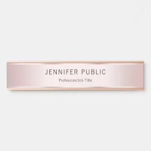 Moderne Elegante Professionelle Roségold Namensbür Türschild