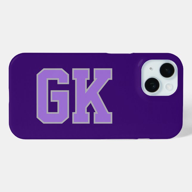 Moderne elegante purpur-graue Monogramm-Initialen Case-Mate iPhone Hülle (Rückseite (Horizontal))