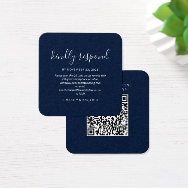 Moderne elegante QR-Code-Hochzeits-RSVP-Karte (Schreibtisch)