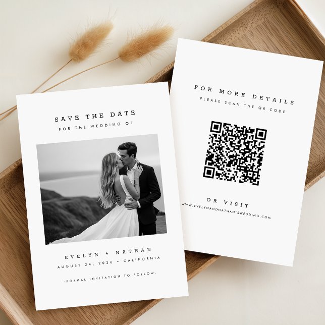 Moderne elegante QR-Code-Hochzeitsfoto Save The Da Einladung (Von Creator hochgeladen)