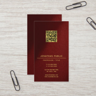 Moderne elegante QR-Code-Vorlage Goldtext vertikal Visitenkarte