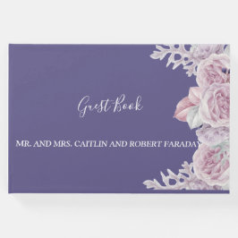 Moderne elegante Rahmen lila floral Gästebuch
