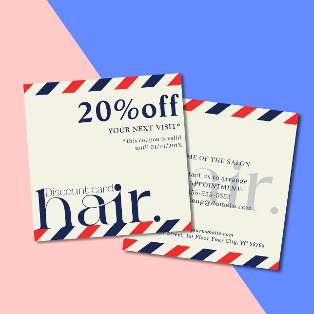 Moderne elegante Red Blue Beauty Discount Card Rabattkarte (Von Creator hochgeladen)