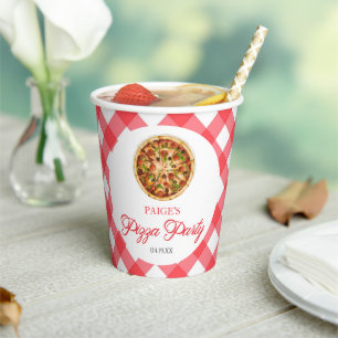 Moderne Elegante Red Pizza Party Geburtstagsparty Pappbecher