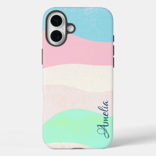 Moderne elegante Retro-Linien-Monogramm iPhone 16 Plus Hülle