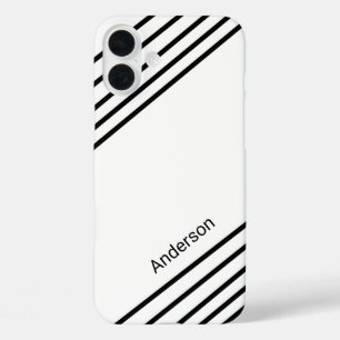 Moderne elegante Retro-Linien-Monogramm iPhone 16 Plus Hülle