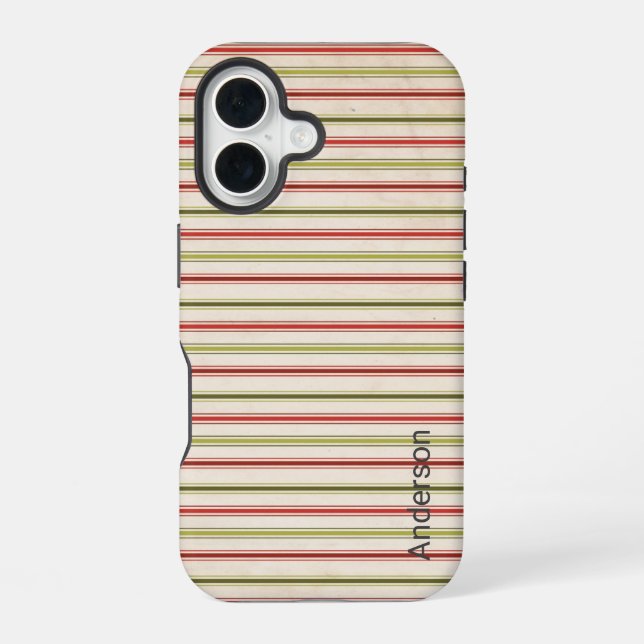 Moderne elegante Retro-Linien-Monogramm iPhone 16 Hülle (Rückseite)