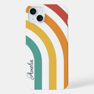 Moderne elegante Retro-Linien-Monogramm iPhone 15 Plus Hülle