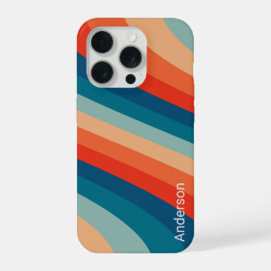 Moderne elegante Retro-Linien-Monogramm iPhone 15 Pro Hülle
