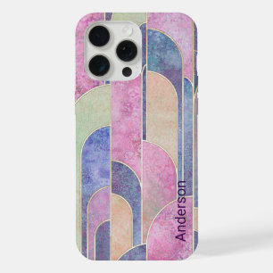 Moderne elegante Retro-Linien-Monogramm iPhone 15 Pro Max Hülle