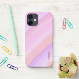 Moderne elegante Retro-Linien-Monogramm iPhone 12 Mini Hülle