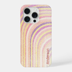 Moderne elegante Retro-Linien-Monogramm iPhone 15 Pro Hülle
