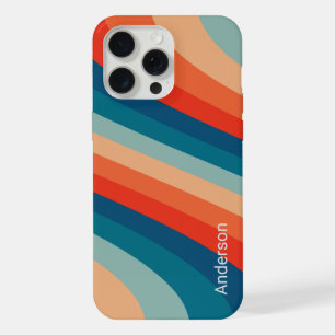 Moderne elegante Retro-Linien-Monogramm iPhone 15 Pro Max Hülle