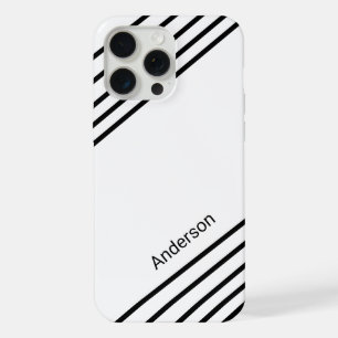 Moderne elegante Retro-Linien-Monogramm iPhone 15 Pro Max Hülle