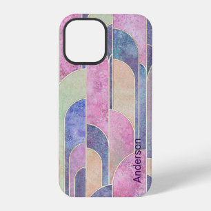 Moderne elegante Retro-Linien-Monogramm iPhone 12 Pro Hülle