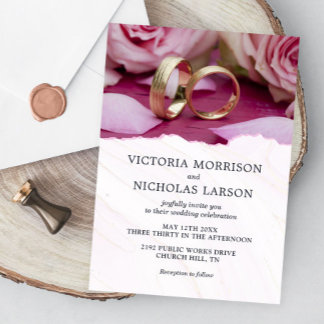 Moderne Elegante Rings mit Lila Hochzeiten von Ros Einladung