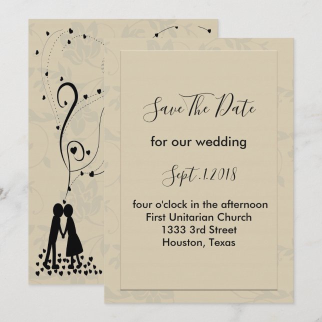 Moderne Elegante Romantik Save the Date Einladung (Vorne/Hinten)