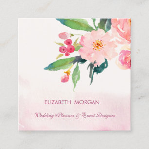 Moderne elegante romantische Aquarellfarben-Blume Quadratische Visitenkarte