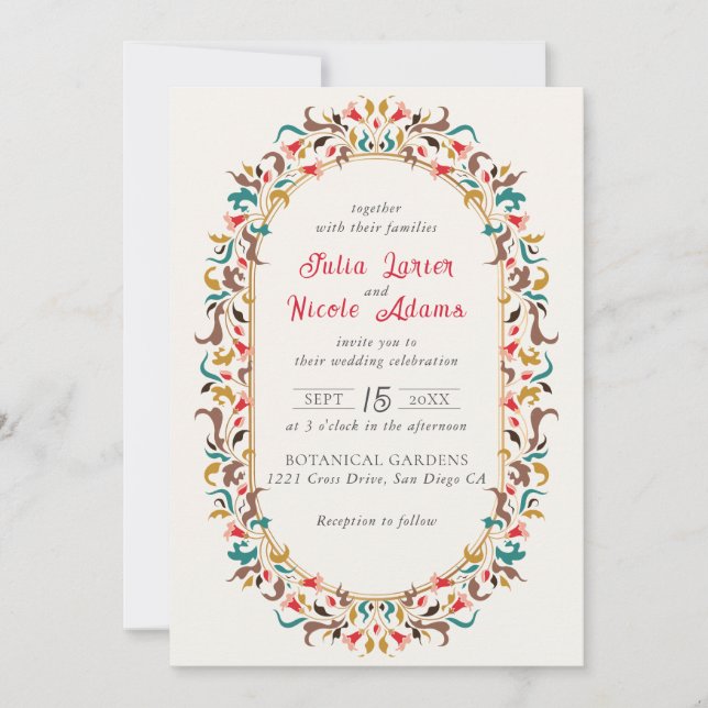 Moderne elegante romantische Blumenzeremonie Einladung (Vorderseite)