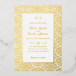 Moderne Elegante Romantische Florale Kranz Hochzei Folieneinladung