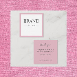 Moderne, elegante, rosa, benutzerdefinierte Rabatt Quadratische Visitenkarte