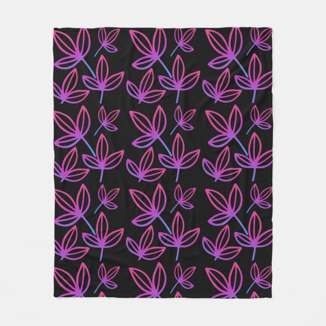 Moderne elegante rosa Blätter Fleecedecke (Vorderseite)