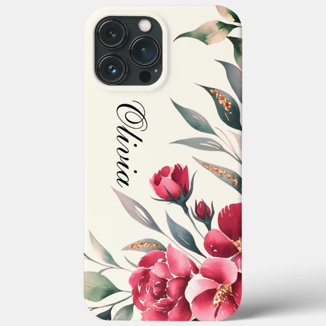 Moderne, elegante Rosa-Blume Case-Mate iPhone Hülle (Rückseite)