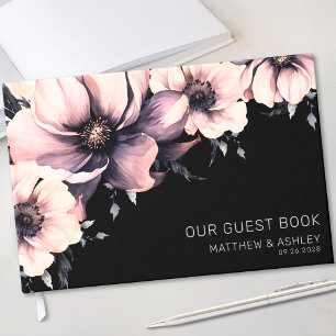 Moderne elegante rosa Blumenhochzeit Gästebuch
