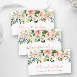 Moderne elegante rosa Blush-Grünpflanzen-Blumen Visitenkarte