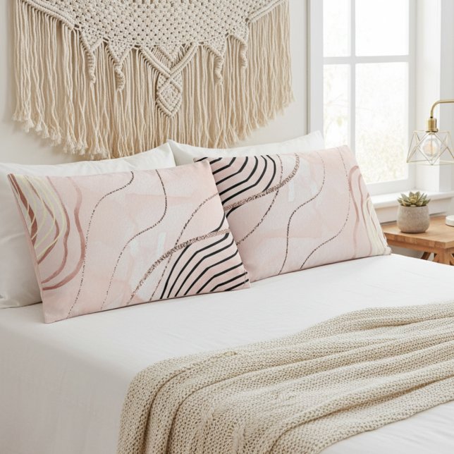 Moderne Elegante Rosa Bohemische Rose Gold Kissenbezug (Von Creator hochgeladen)