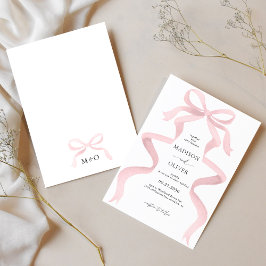 Moderne elegante Rosa-Bow-Monogramm-Hochzeit Einladung