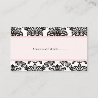 Moderne elegante rosa Damast-Platzkarte Platzkarte