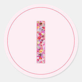 Moderne elegante rosa florale Monogramm Buchstabe  Runder Aufkleber