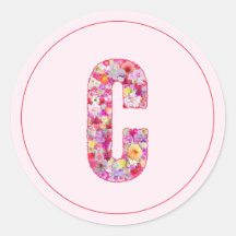 Moderne elegante rosa florale Monogramm Buchstabe