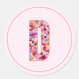 Moderne elegante rosa florale Monogramm Buchstabe  Runder Aufkleber