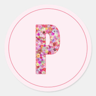 Moderne elegante rosa florale Monogramm Buchstabe  Runder Aufkleber