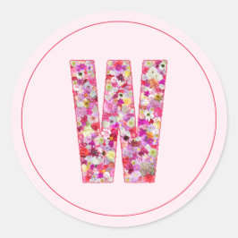 Moderne elegante rosa florale Monogramm Buchstabe  Runder Aufkleber