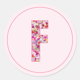 Moderne elegante rosa florale Monogramm Buchstabe  Runder Aufkleber