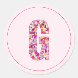 Moderne elegante rosa florale Monogramm Buchstabe  Runder Aufkleber