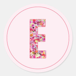 Moderne elegante rosa florale Monogramm Buchstabe  Runder Aufkleber